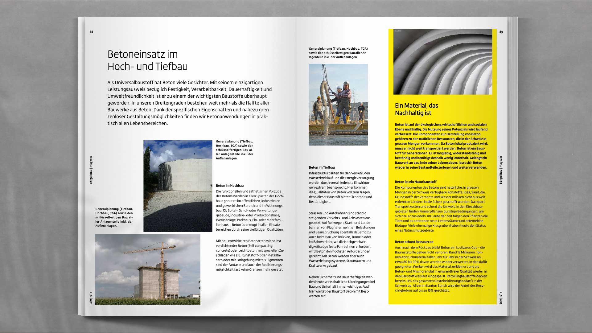 Layout mit Mitarbeiterporträts und regionalen Einblicken – zeigt die persönliche Seite des Bauunternehmens Börgel und stärkt das Employer Branding.