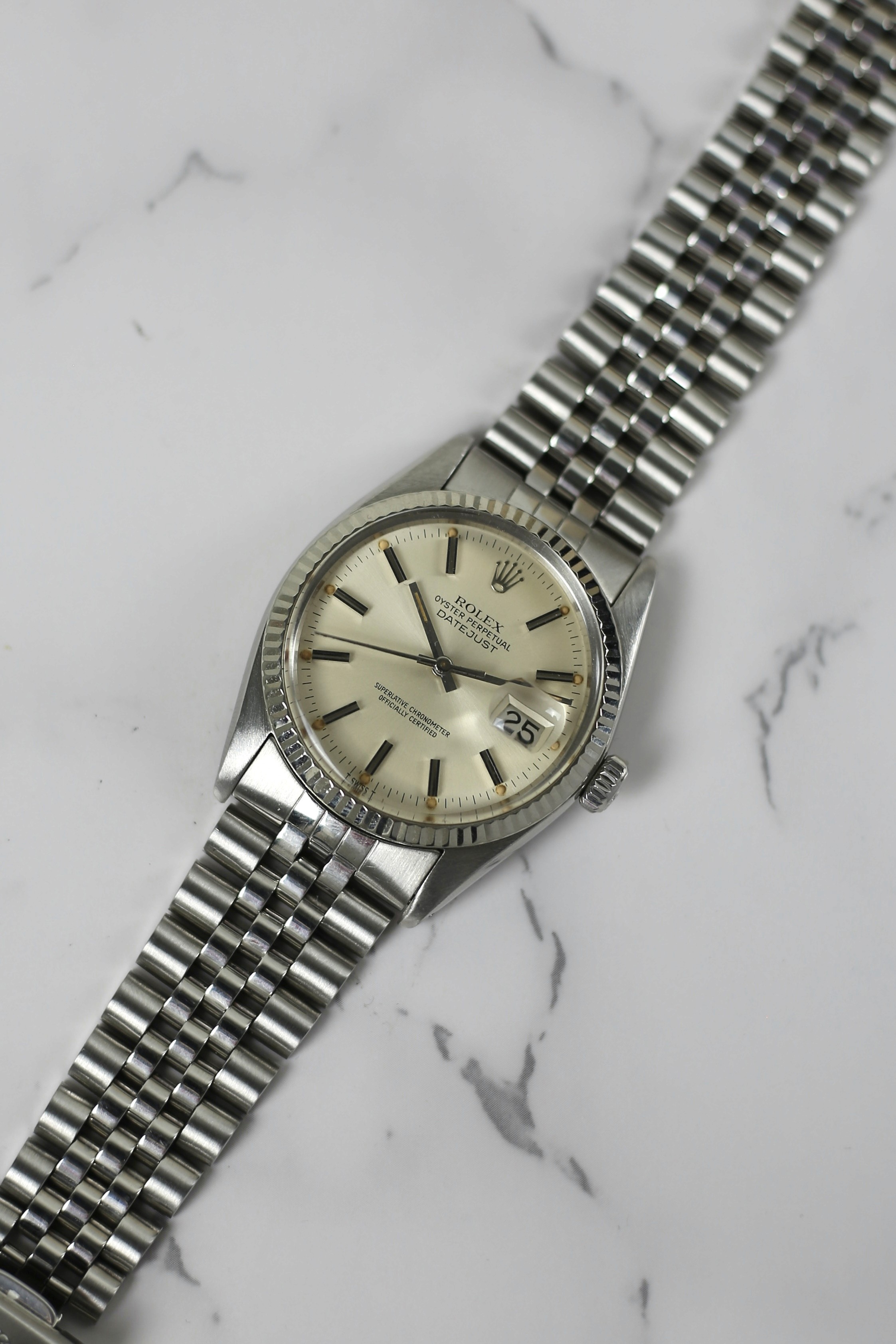 DATEJUST SILVER DOORSTOP 18K WHITE GOLD BEZEL