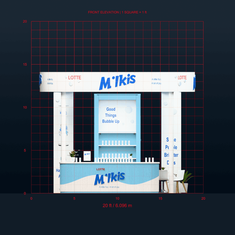 20x20 hospitality beverage exhibit for sampling, retailer conversations, and product education