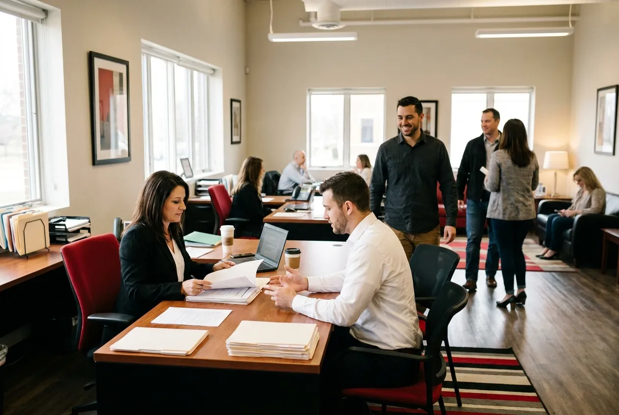 RockN' Socials office meeting at a Digital Marketing Agency workspace.