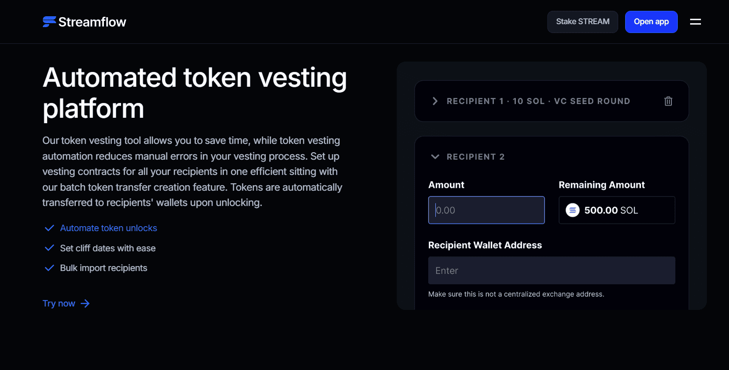 Investor Token Vesting Schedules on Solana