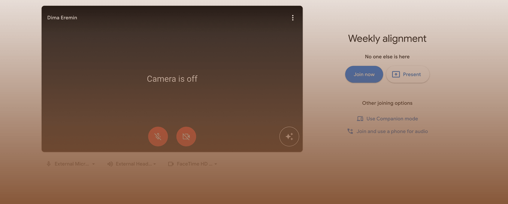 Sessões online via Google Meet