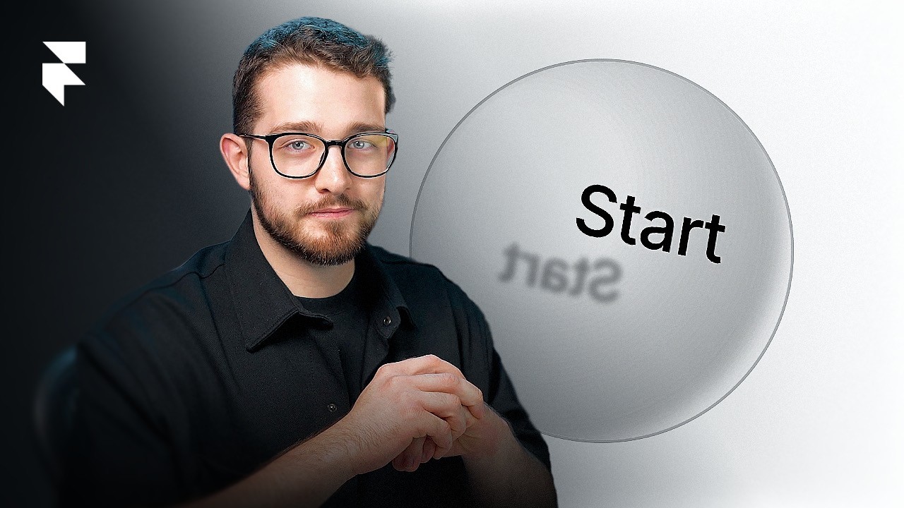 Man in glasses with large translucent start button