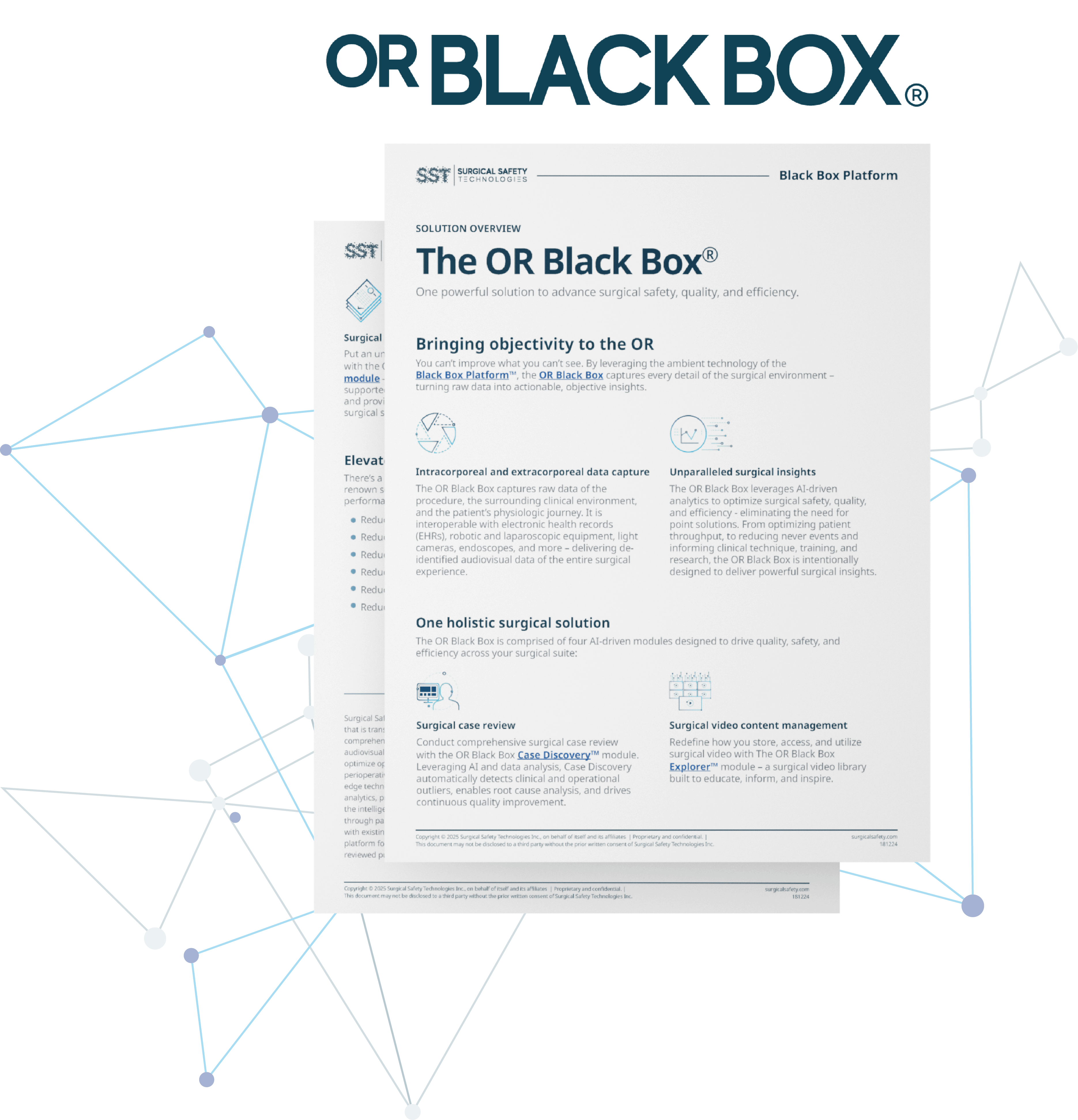 Three sheets of paper overlapping with guide information