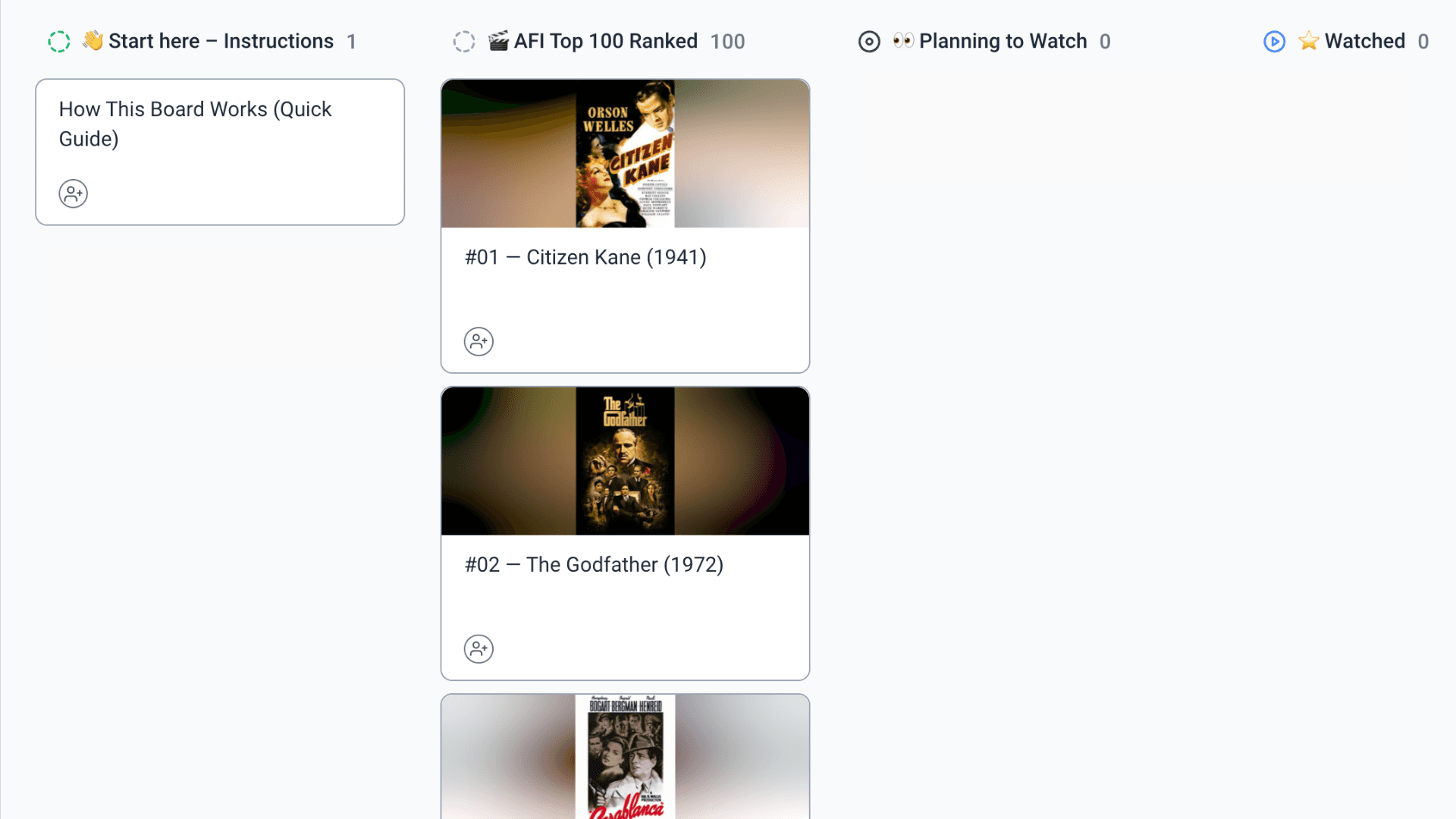 Watchlist Tracker for AFIs Top 100 films of all time
