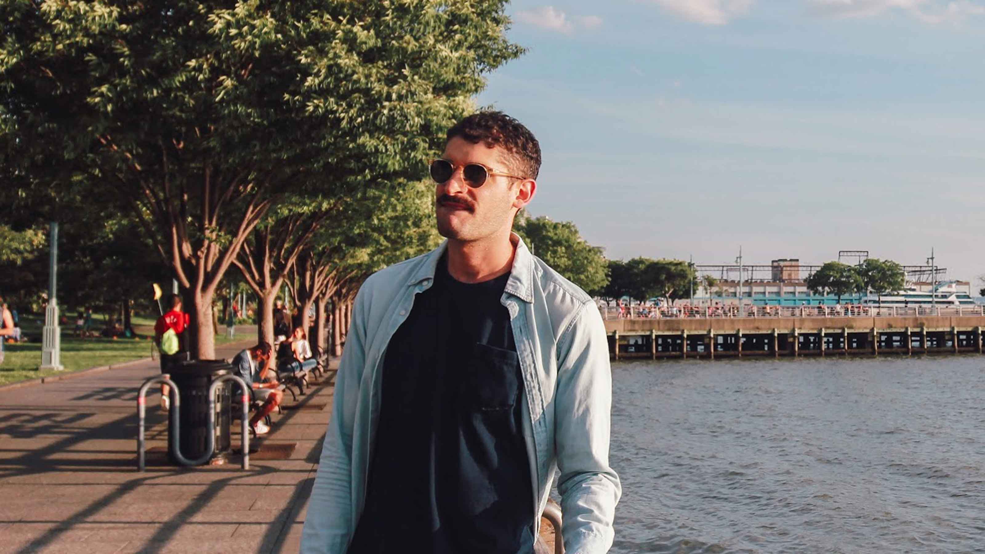 A man with a sunglasses in bright sunlight