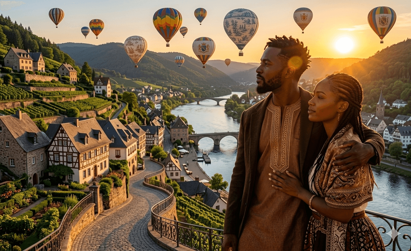 A married couple viewing their environment from the Hill