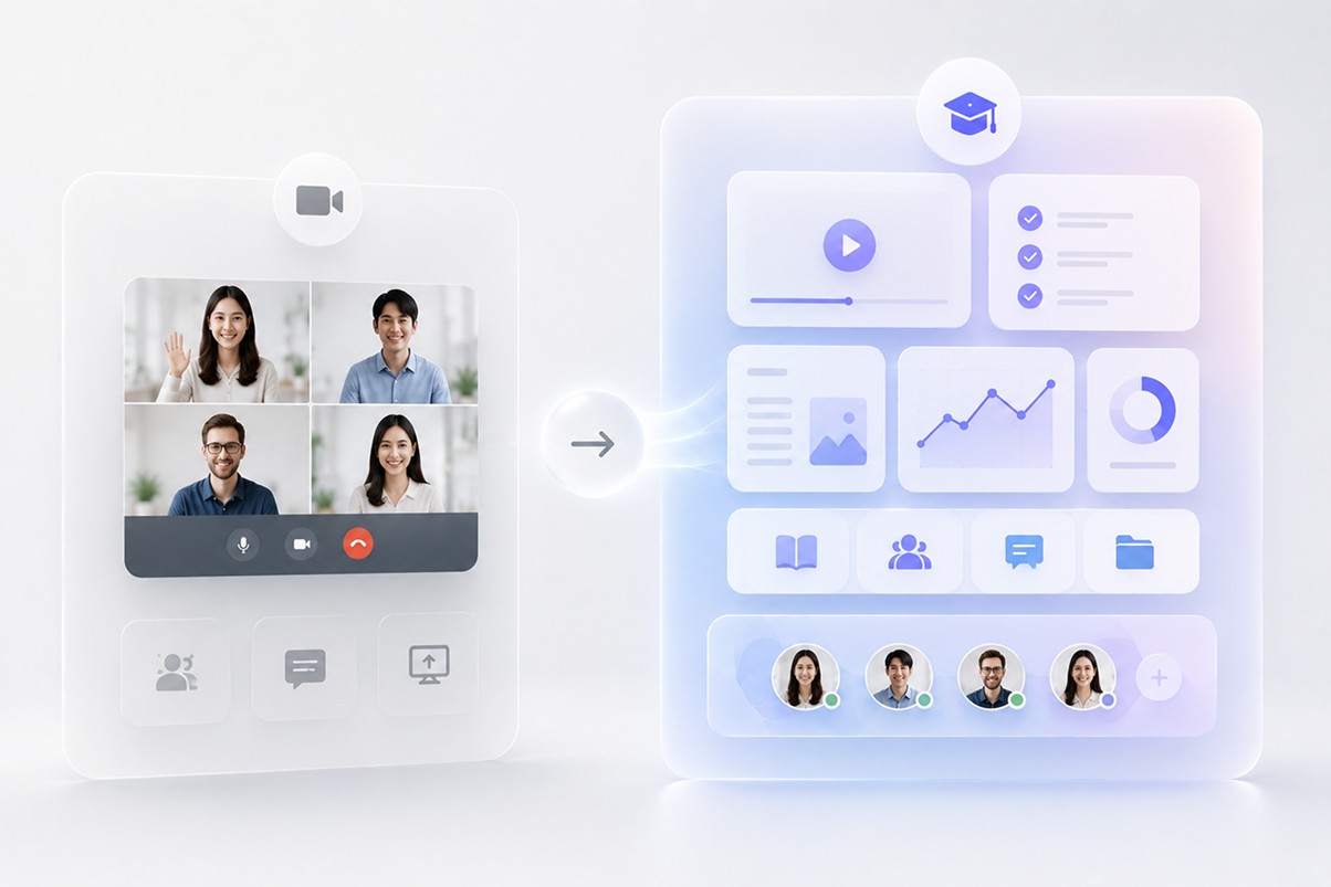Education platform expanding beyond video calls with lessons, analytics, resources, chat, and student management.