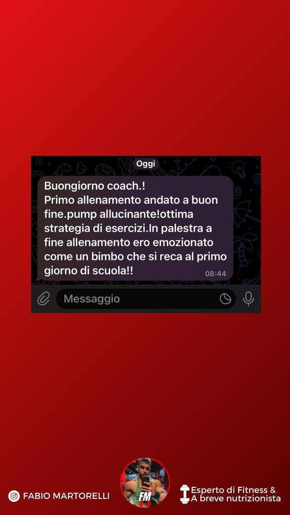 Testimonianza cliente servizio online coaching Fabio Martorelli