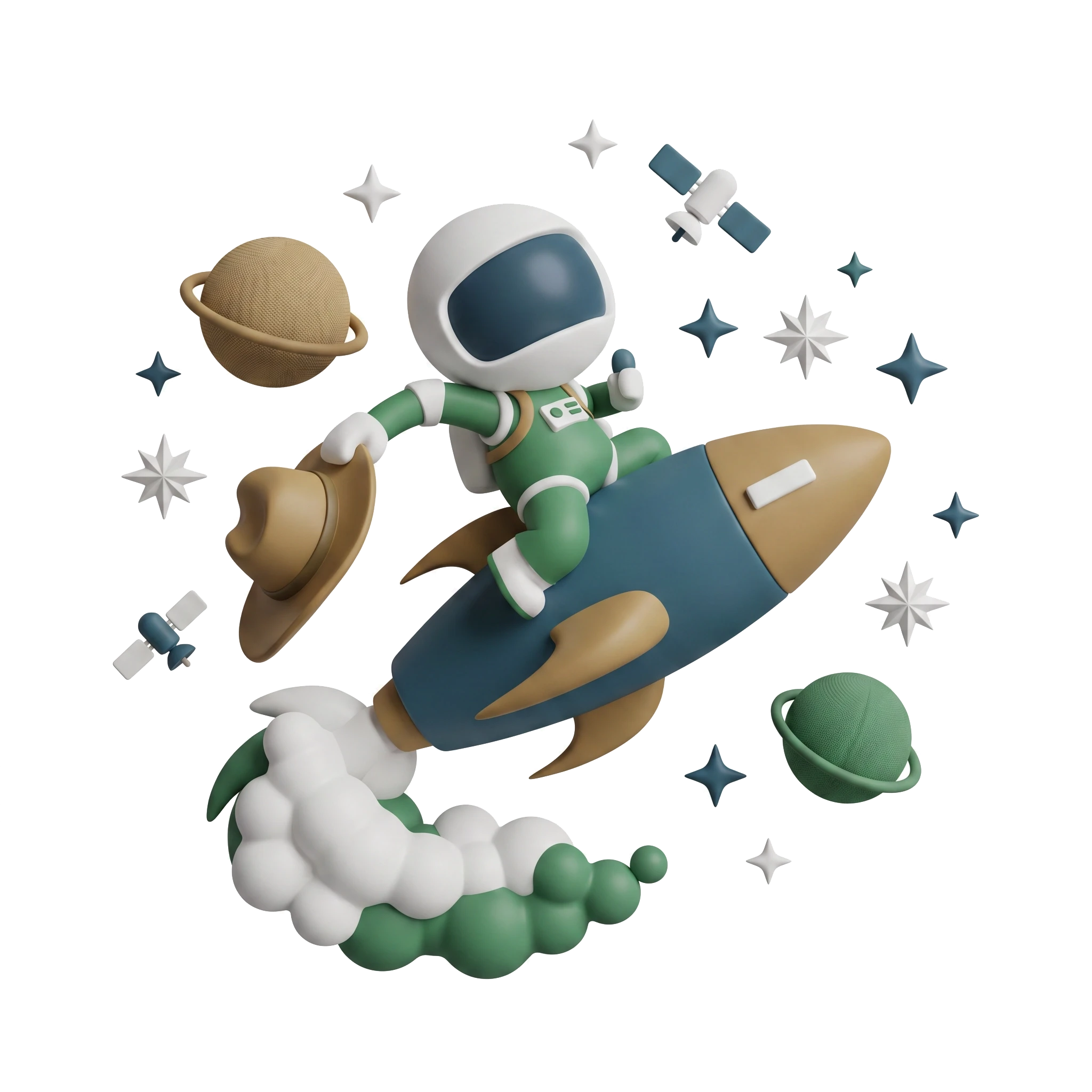 Astronaut flying through space
