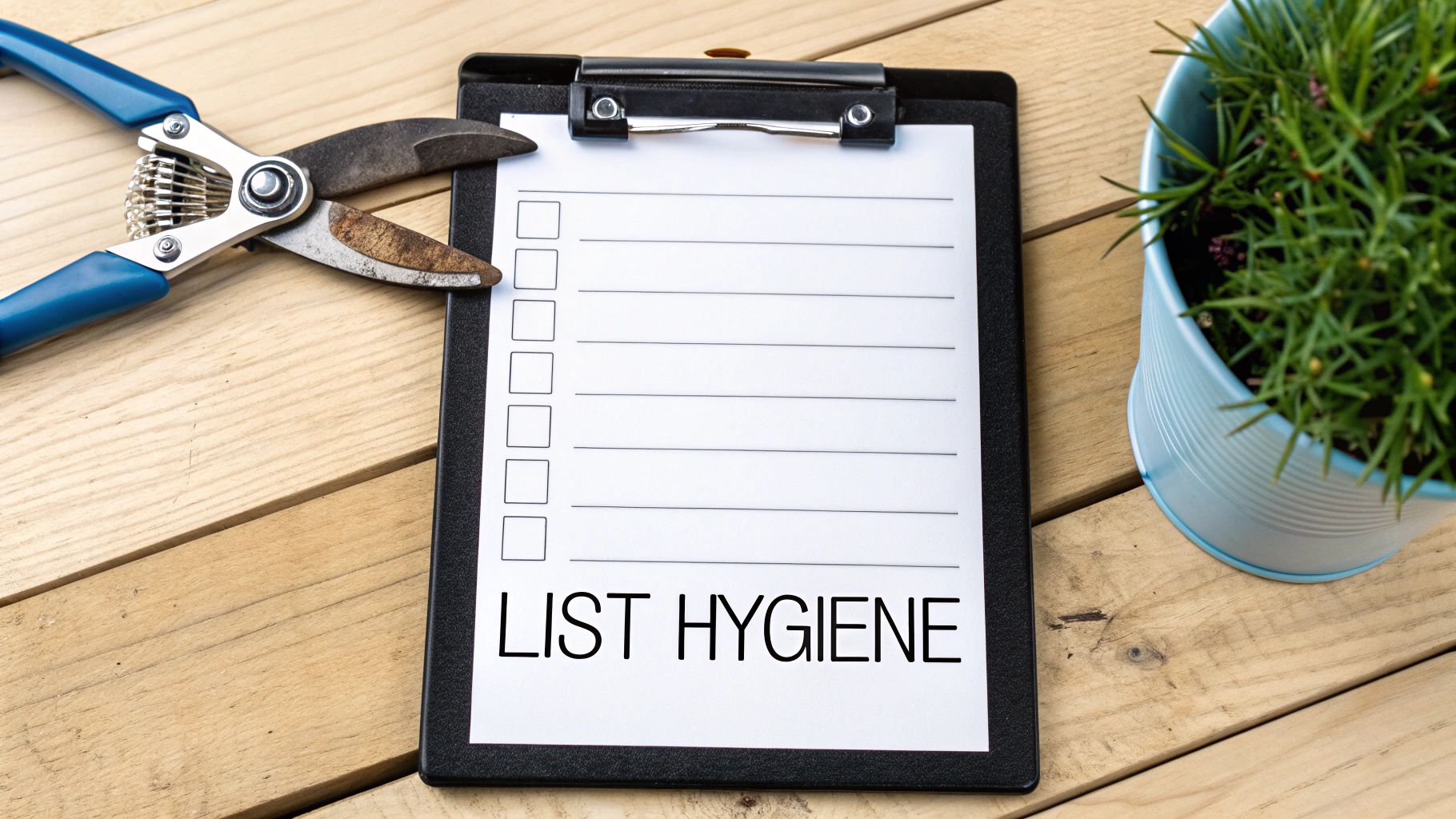 A magnifying glass inspecting a list of contacts, symbolizing list hygiene