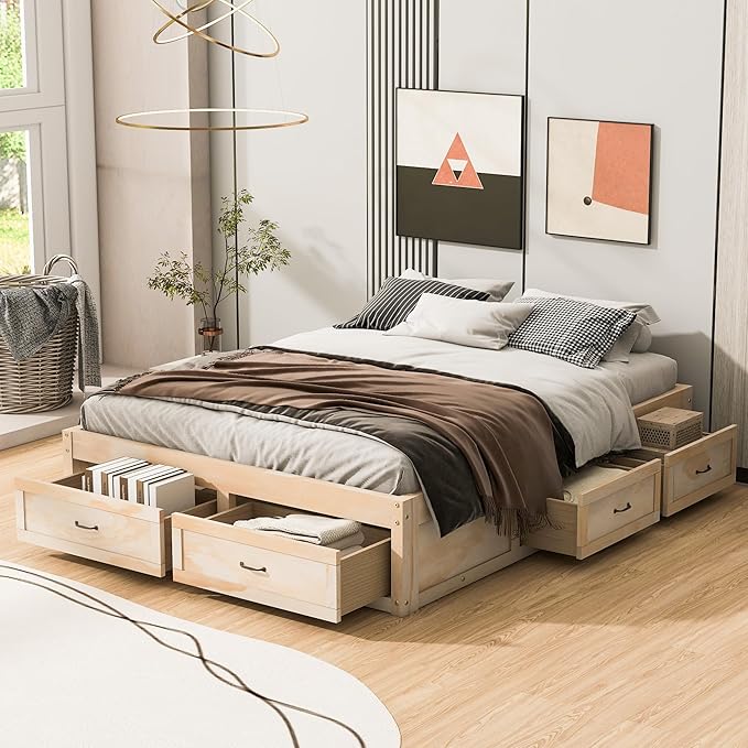 Optimize your space with the queen platform bed with storage no headboard, perfect for work or relaxation.