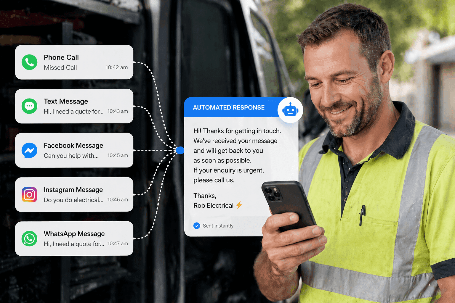 Tradie Seeing Customers Being Responded to