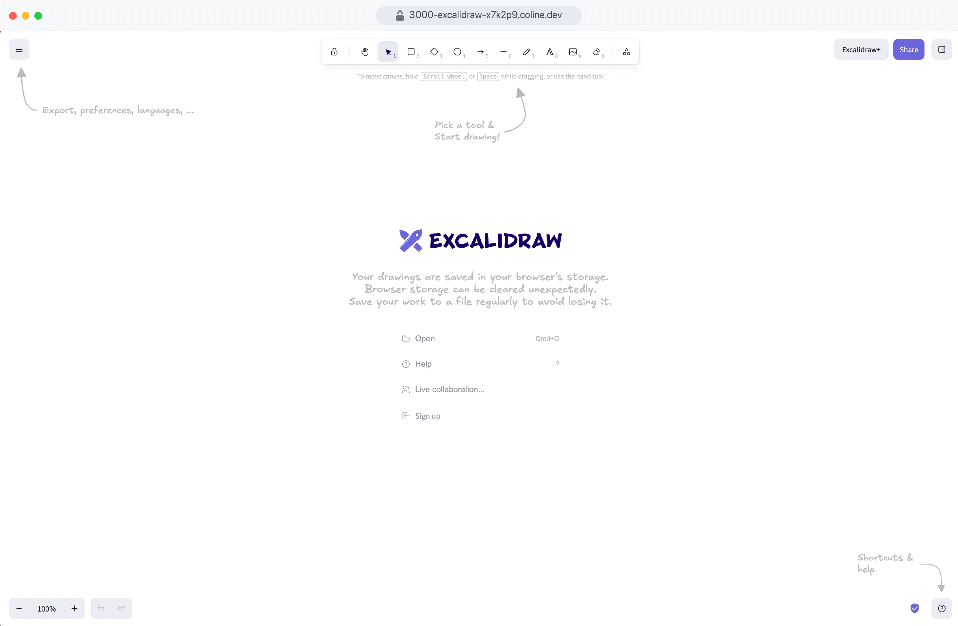 A project preview running on coline.dev