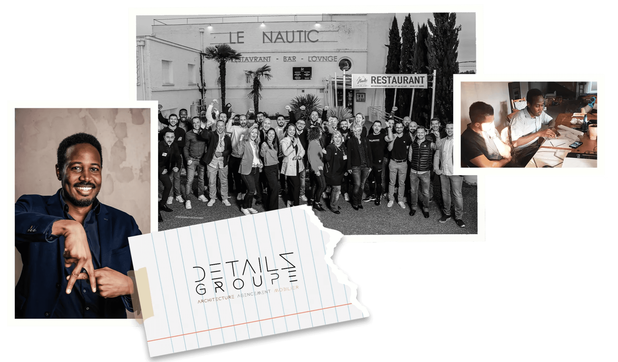 Montage photo de l'équipe Détails Groupe et du logo du groupe