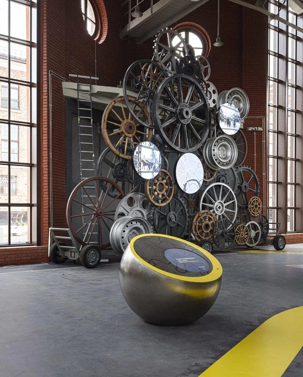 Moscow Transport Museum wheel wall - multimedia installation