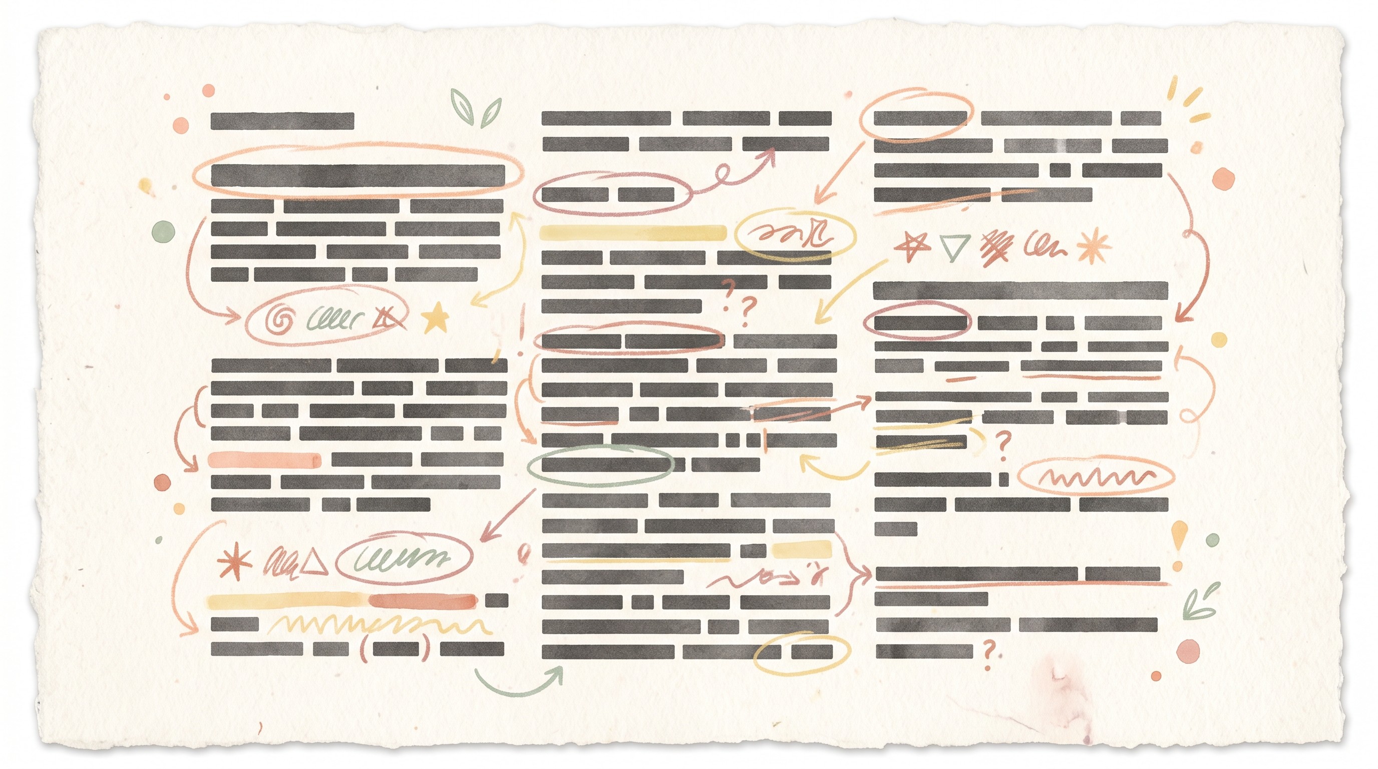 Marked transcript with corrections