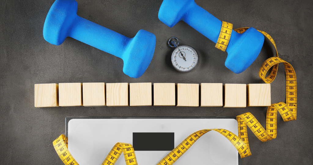 Fitness tools and measuring tape for weight loss clinic