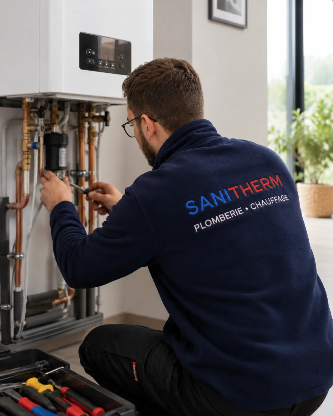 Chauffagiste Sanitherm en intervention à Évian-les-Bains