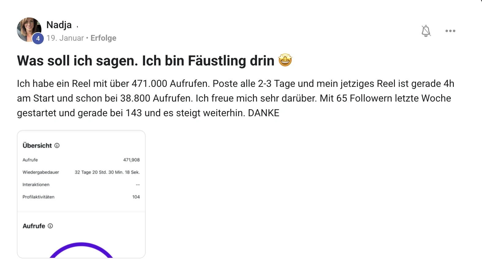Erfahrungsbericht KI Creator Akademie: Nadja erzielt Instagram-Reel mit über 471.000 Aufrufen