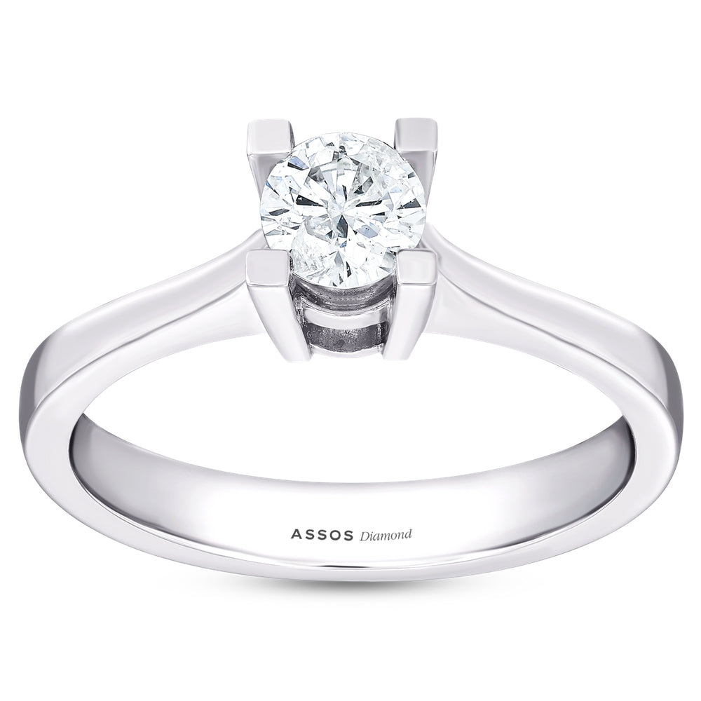 Assos 0.10 Karat G Renk SI2 Beyaz Altın Tektaş Yüzük