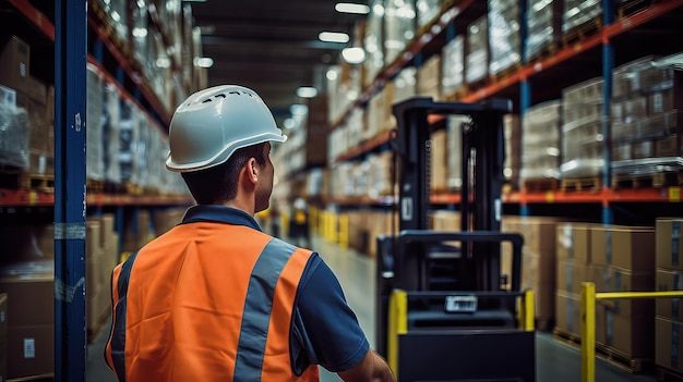 Warehouse met pallets en heftruck