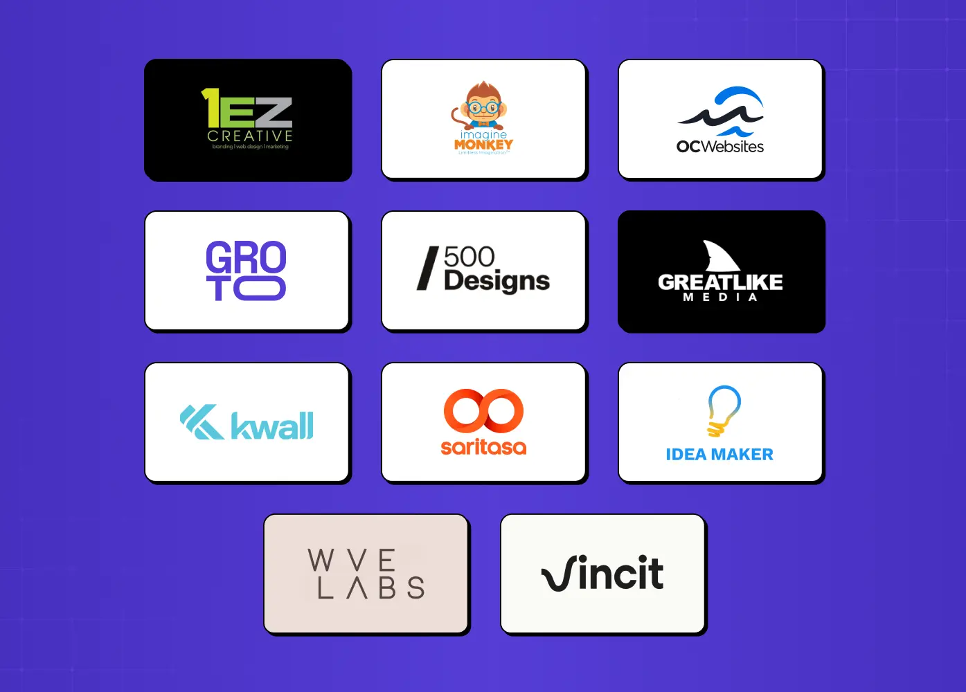 Logo grid of the 11 Orange County web design companies in the comparison table below