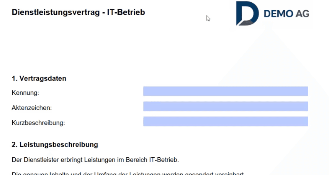 Bildausschnitt aus dem AI KONTRAKTMANAGER: REST-Schnittstelle