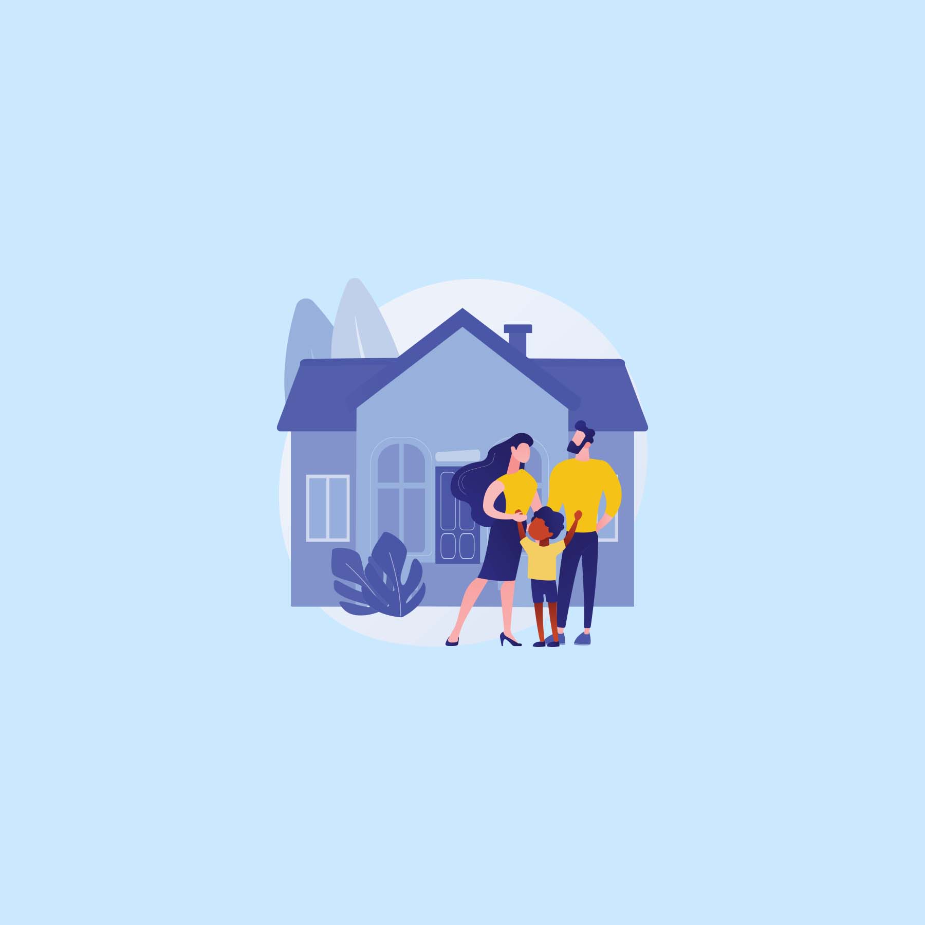 An illustration of a house under water