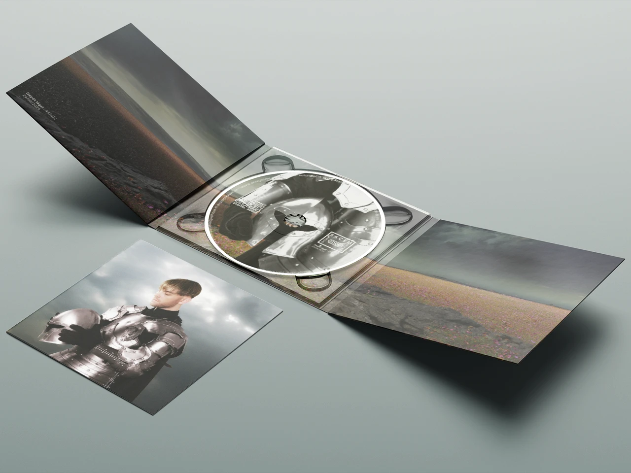 Éléments du digipack de l'album "Ciel gris sur un champs de fleur" du rappeur Léonard Lucian