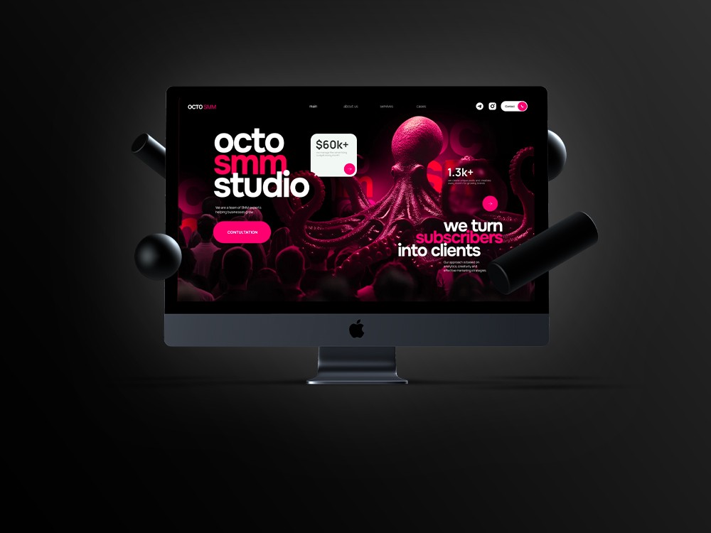 Site web Octo SMM pour agence de marketing digital, conçu par Keyz Digital.