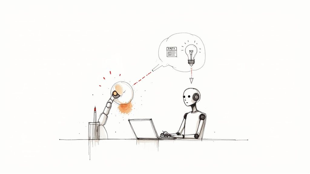 An abstract image showing a brain with connected nodes, representing the concept of AI.