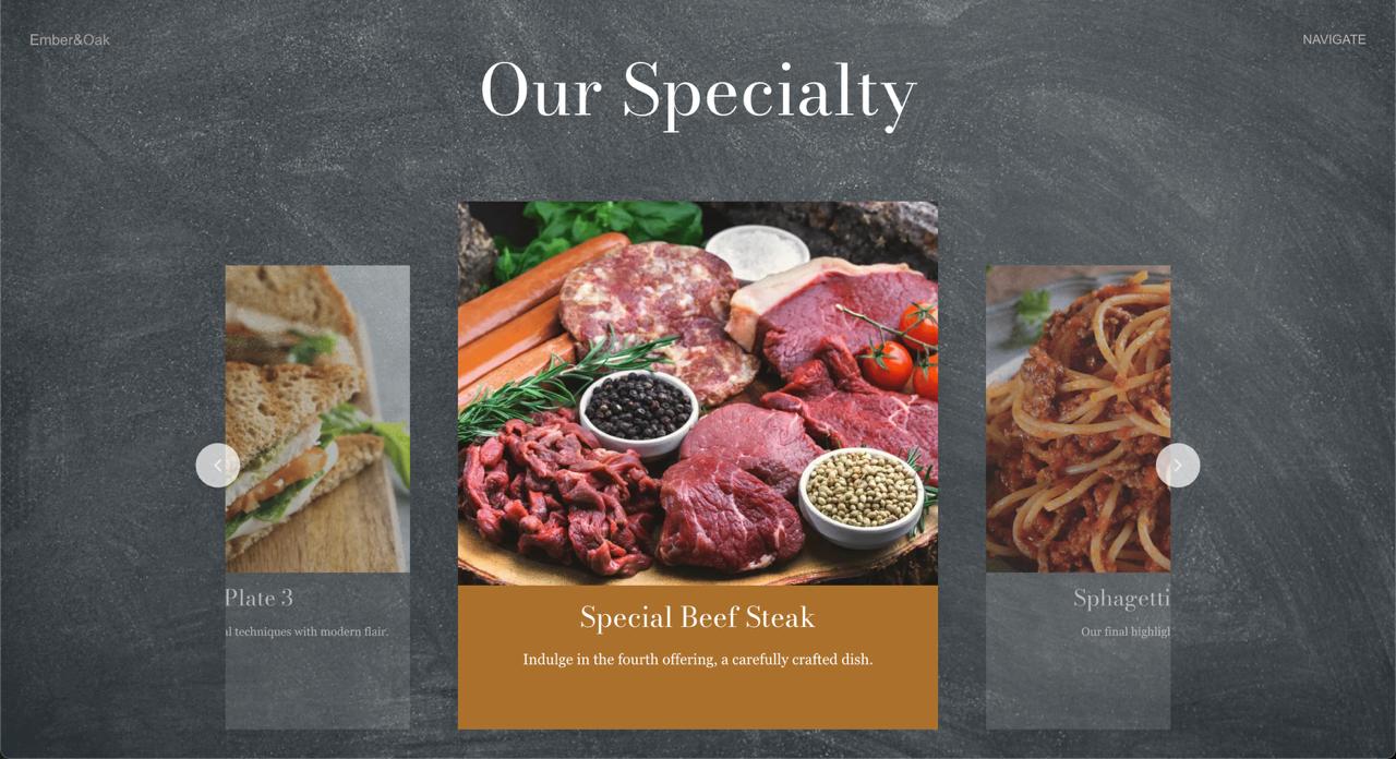 Content section of Ember&Oak