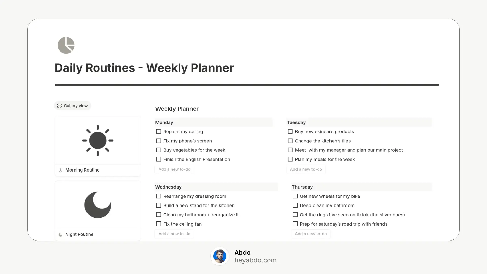 Notion Weekly Planner