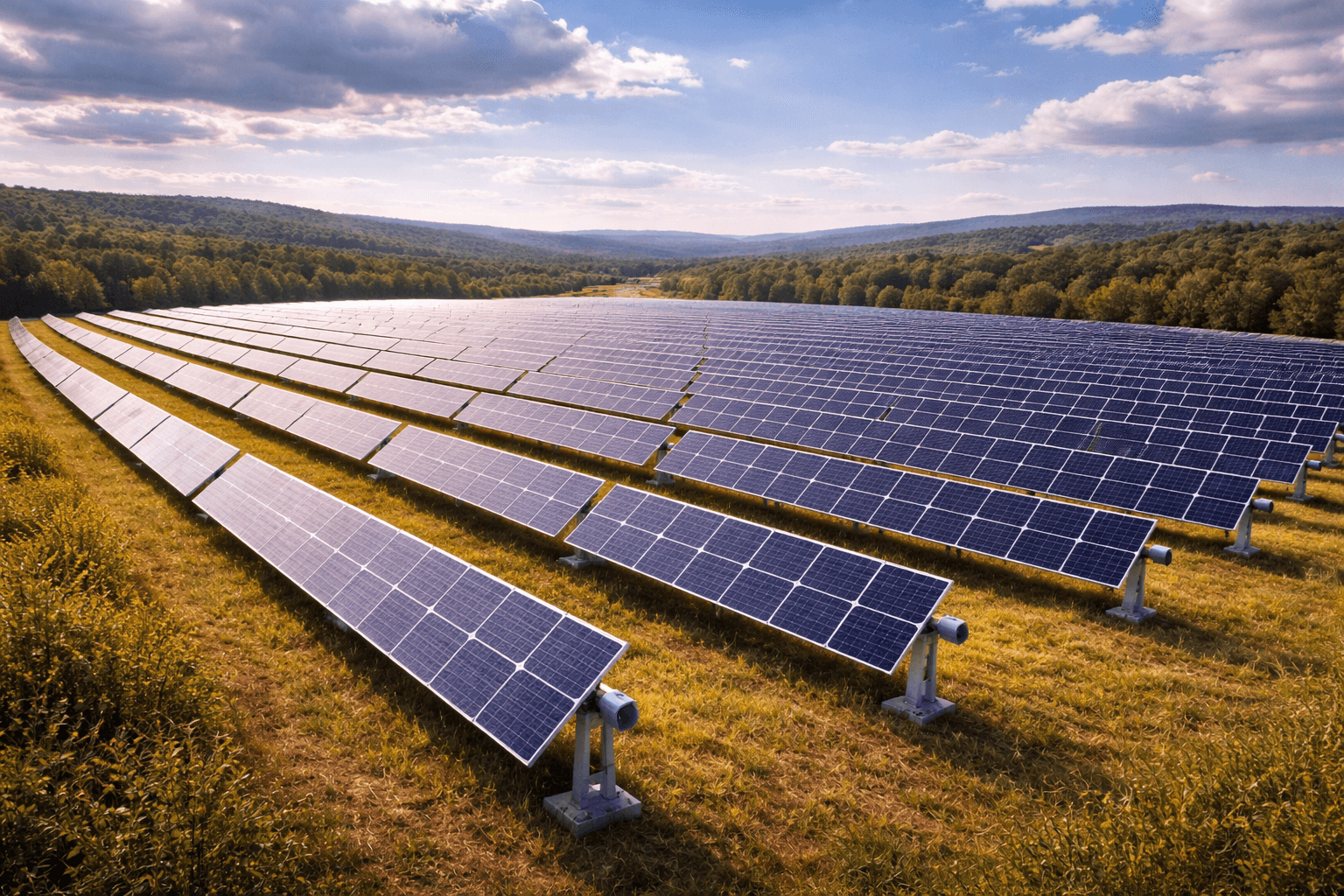 Utility-scale solar farm with single-axis solar trackers