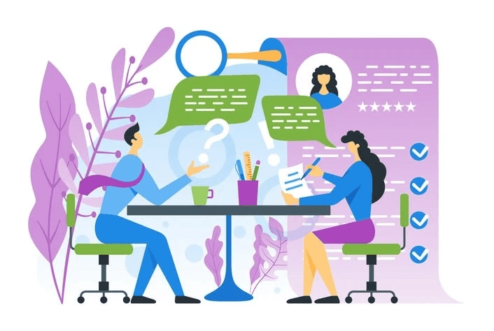 A hiring manager engaging with a job applicant during an interview, focusing on the question of why they want the job.