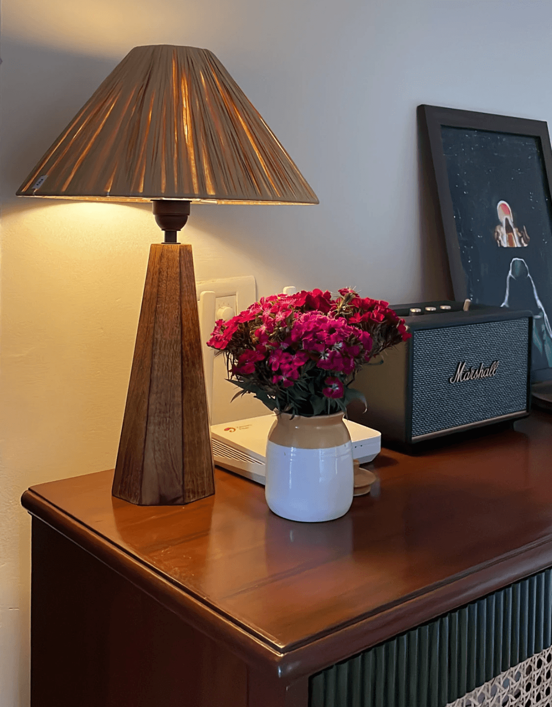 lamp and flowers