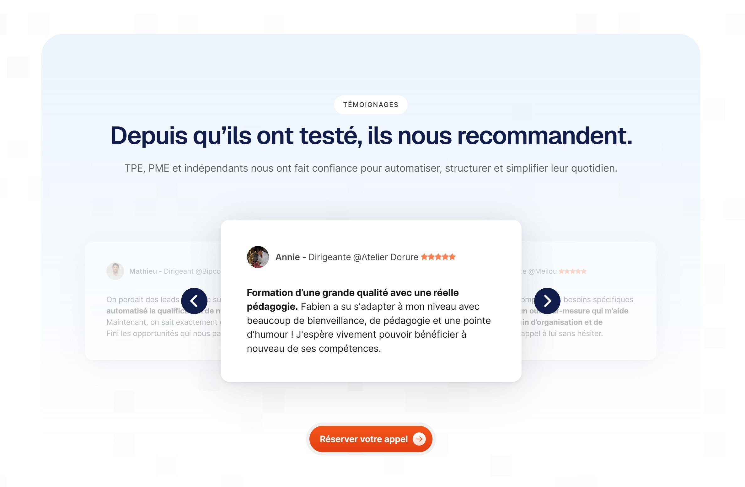 section témoignages site hubicom