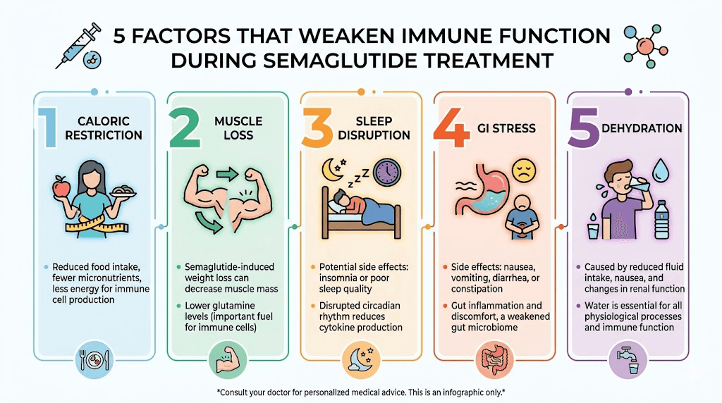 Five factors affecting immune function while taking semaglutide for weight loss