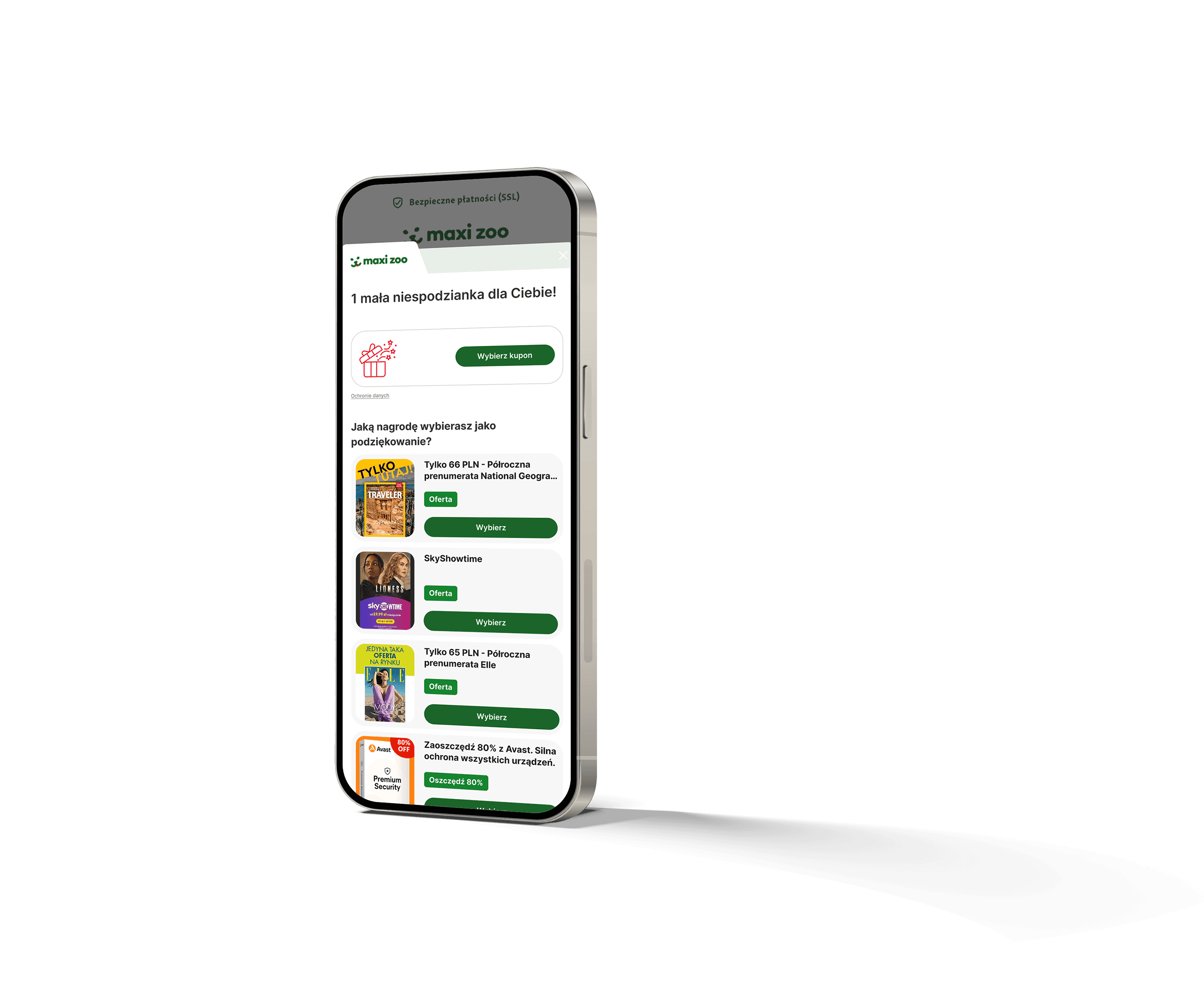 Smartfon wyświetlający ekran produktu Korzyści z checkoutu Sovendus