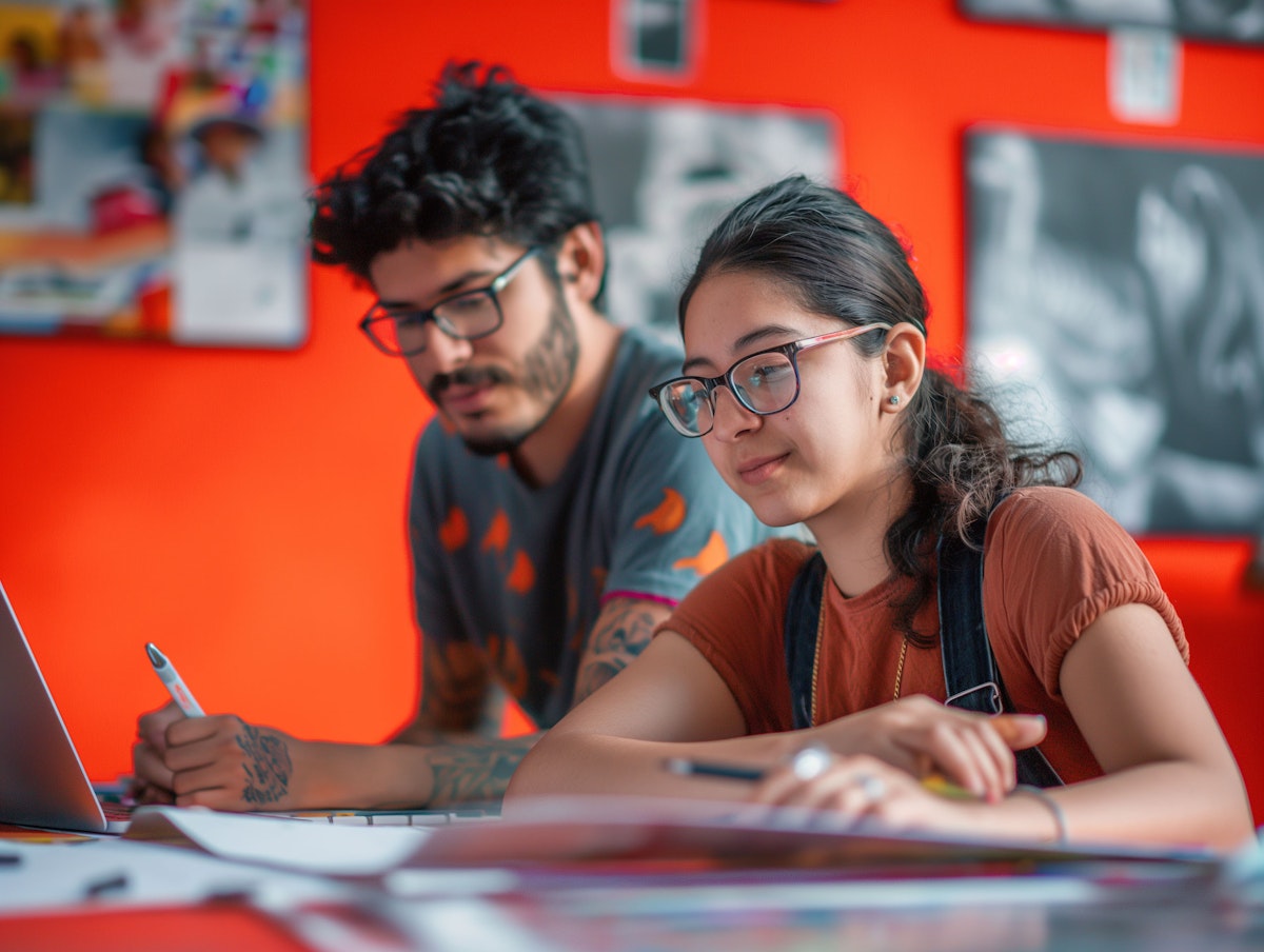 2 people working in a library