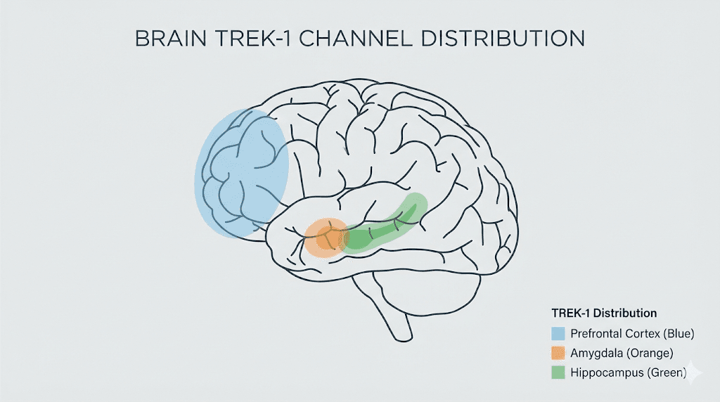 TREK-1 potassium channel distribution in key brain regions