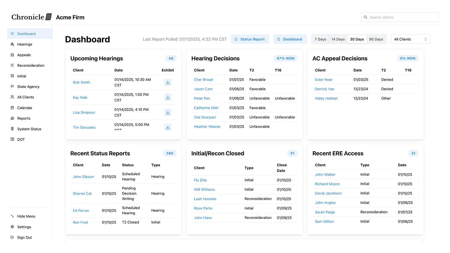 Chronicle dashboard example