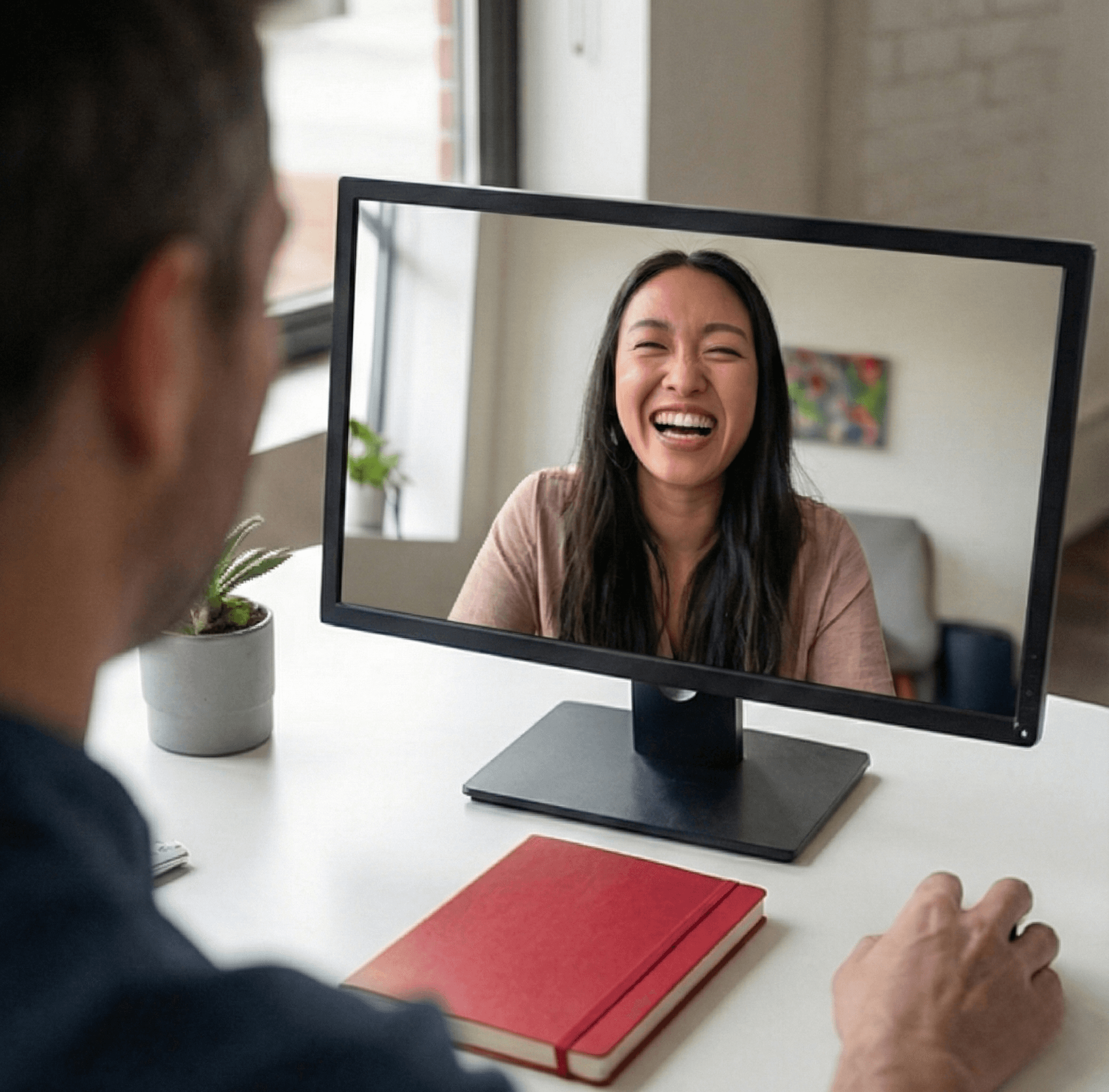 man in black crew neck t-shirt standing near white wall