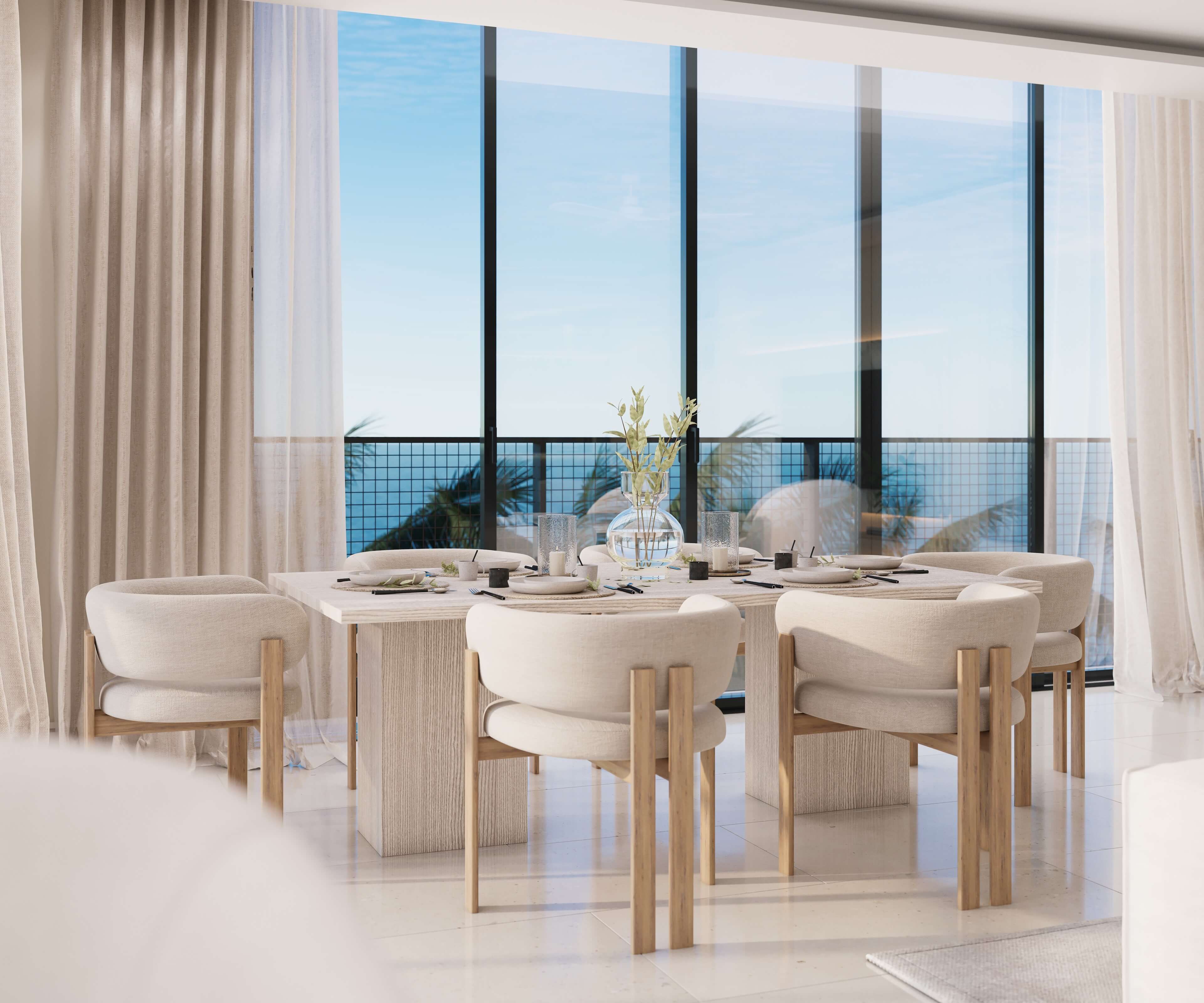Dining area with panoramic sea view