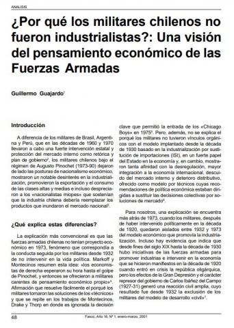 ¿Por qué los militares chilenos no fueron industrialistas? Una visión sobre el pensamiento económico de las Fuerzas Armadas