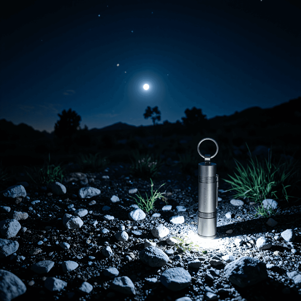 product photography of metal key chain flashlight