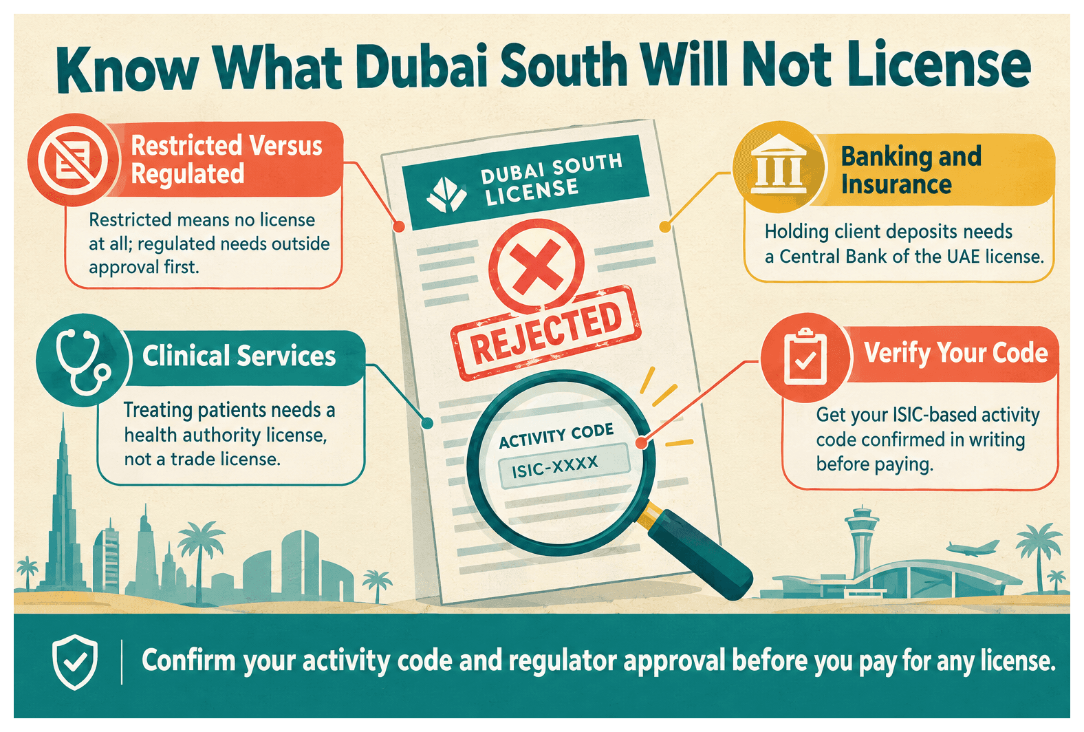 Infographic: Restricted Activities: What Dubai South Does Not License