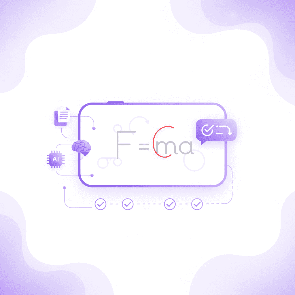 Penseum live AI canvas correcting a student's physics equation