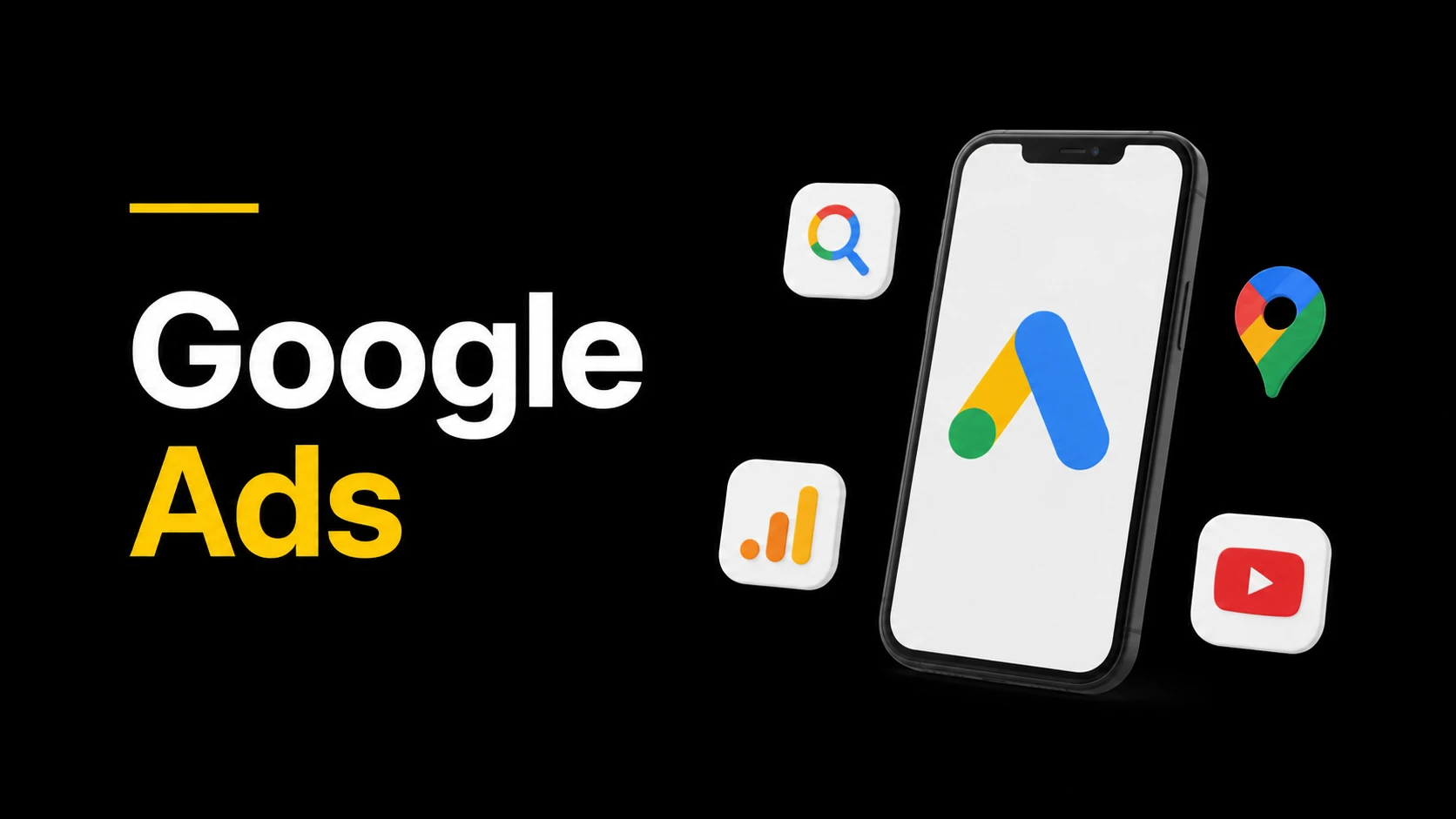 Google Ads logo with phone and app icons.